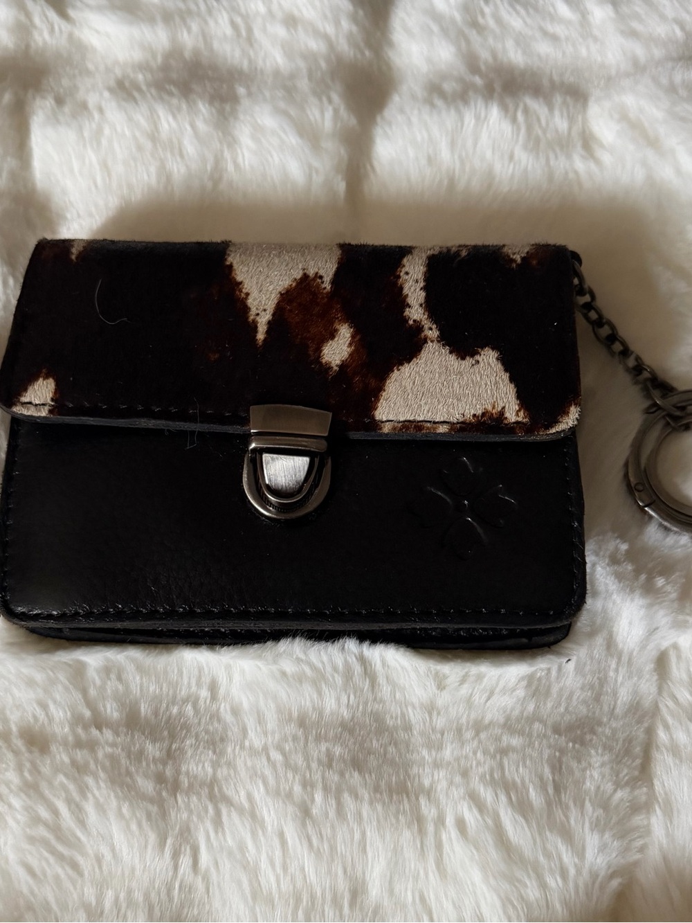 Patricia Nash Black Leather and Cowhide Clutch Wallet NWT